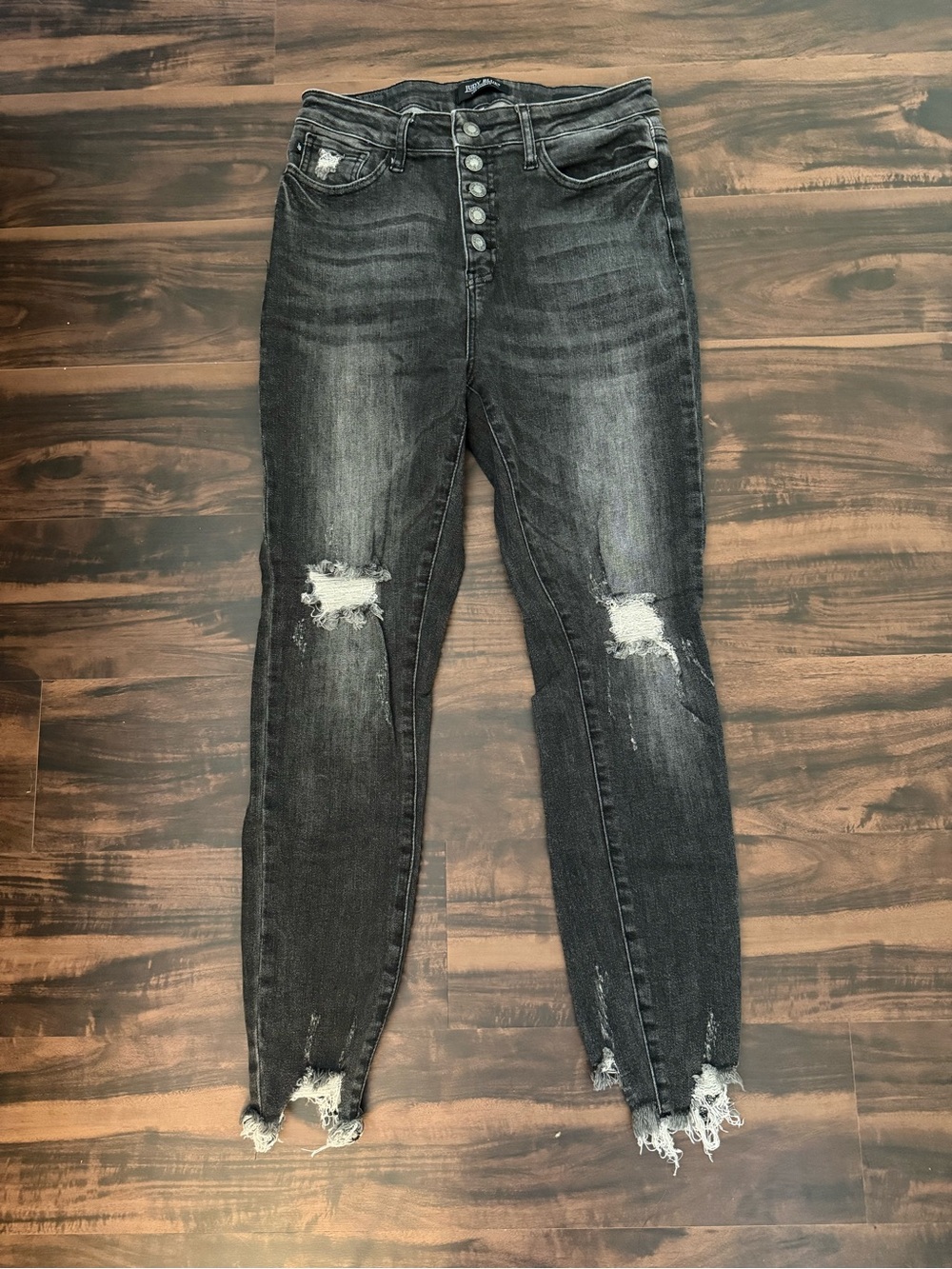 Judy Blue Black Distressed High-Rise Skinny Jeans